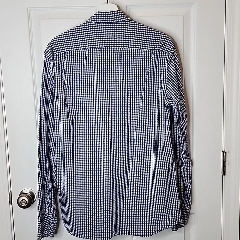 J. Crew Mercantile Navy & White Gingham Poplin Button Down Long Sleeve Medium